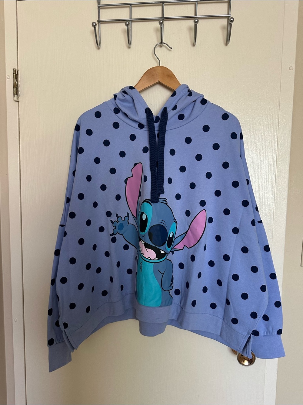 Disney Lavender Hoodie with Navy Polka Dots